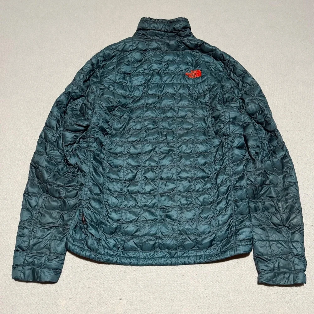 The North Face Mens Thermoball Full Zip Puffer Jacket Teal Green Orange Small